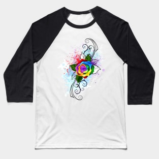 Patterned rainbow rose ( Roses ) Baseball T-Shirt